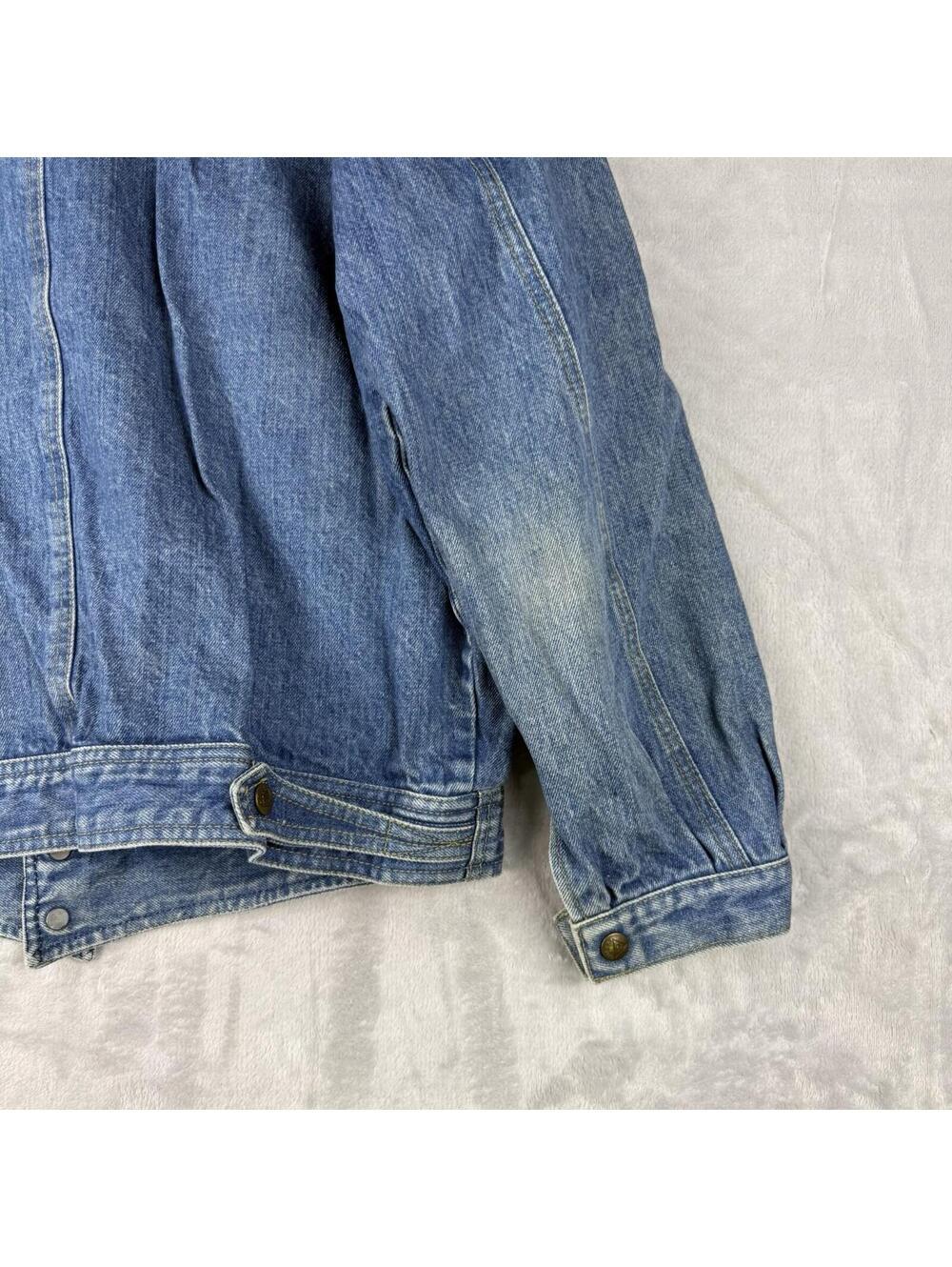 Vintage Guess Georges Marciano Denim Jacket Leather Patchwork Blue USA Mens L - Picture 10 of 11